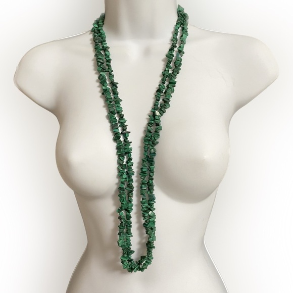 Malachite Stone Necklaces Set of 2 Long Necklaces - Picture 5 of 9